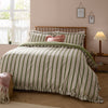 Striped Green Bedding - Connie Striped Ruffle Duvet Cover Set Olive Wylder