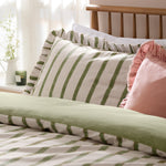 Striped Green Bedding - Connie Striped Ruffle Duvet Cover Set Olive Wylder Nature