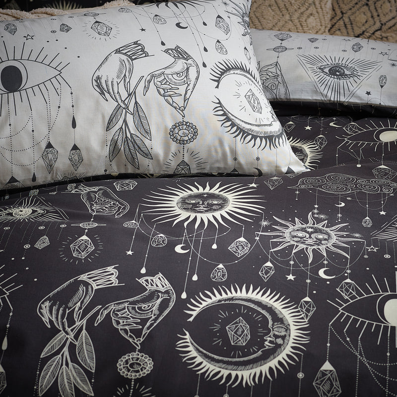  Black Bedding - Constellation Celestial Duvet Cover Set Charcoal/Cream furn.