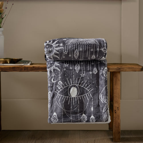  Cream Throws  - Constellation Printed Sherpa Fleece Throw Charcoal Cream Furn