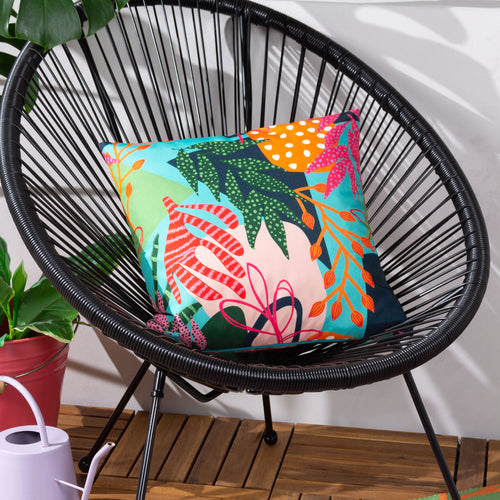 Abstract Blue Cushions - Coralina Outdoor Cushion Cover Aqua/Pink furn.