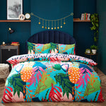 furn. Coralina Tropical Palm Duvet Cover Set in Aqua/Pink