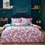 furn. Coralina Tropical Palm Duvet Cover Set in Aqua/Pink