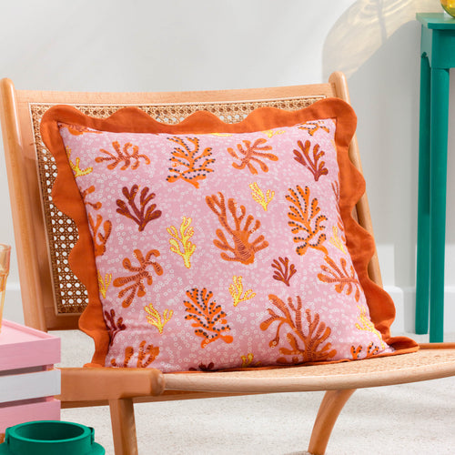 Floral Pink Cushions - Coral Scalloped Cushion Cover Sandy Pink furn.