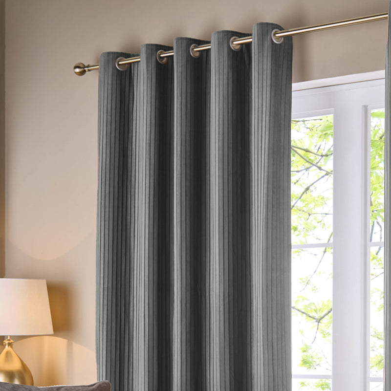 Corinthian Velvet Eyelet Curtains Grey