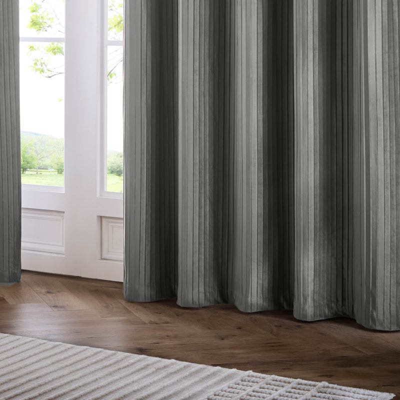 Corinthian Velvet Eyelet Curtains Grey