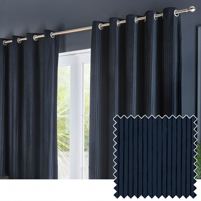 Corinthian Velvet Room Darkening Eyelet Curtains Midnight