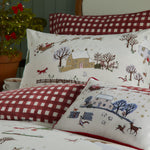  Bedding  - Cotswolds Christmas  Duvet Cover Set Cream/Burgundy furn.