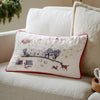  Cream Cushions - Cotswold Christmas Embroidered Velvet Cushion Cover Cream/Burgundy Furn
