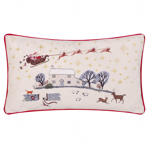  Cushions - Cotswold Christmas  Cushion Cover Cream/Burgundy Furn
