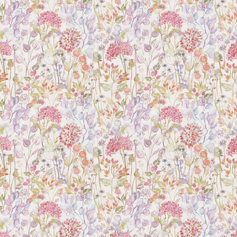 Floral Orange Fabric - Country Hedgerow Printed Cotton Fabric Autumn Cream Voyage Maison