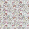 Floral Purple Fabric - Country Hedgerow Printed Cotton Fabric Bloom Cream Voyage Maison