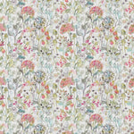 Floral Pink Fabric - Country Hedgerow Printed Cotton Fabric Coral Cream Voyage Maison