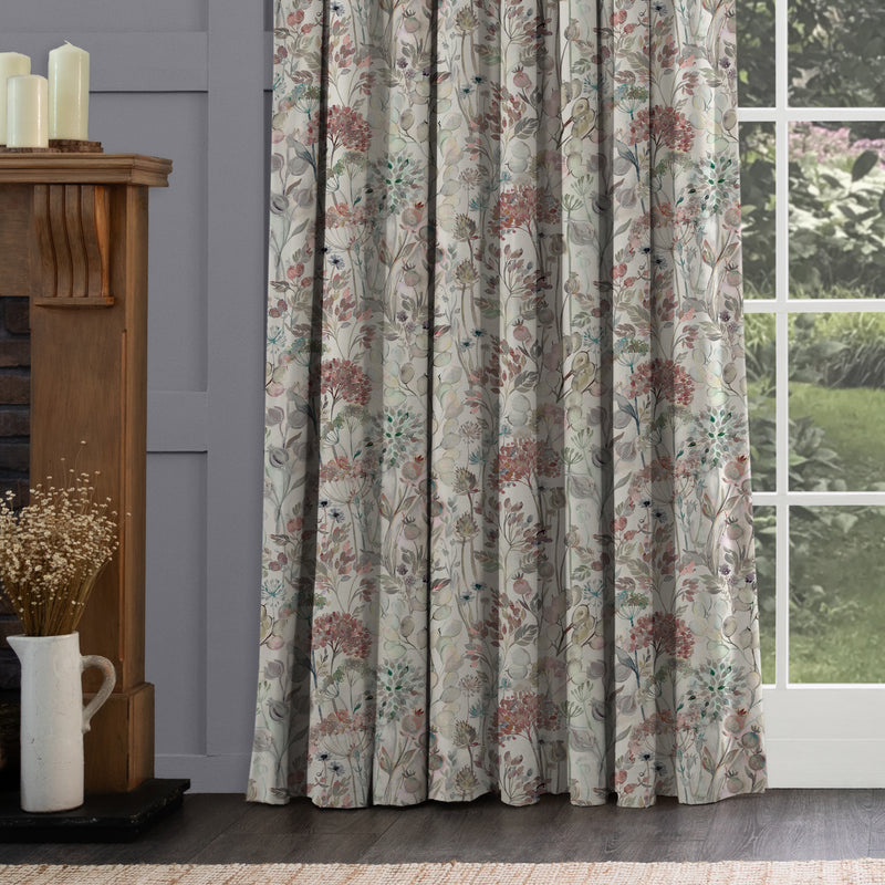 Floral Cream Fabric - Country Hedgerow Printed Cotton Fabric Dawn Cream Voyage Maison