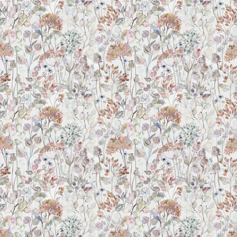 Floral Orange Fabric - Country Hedgerow Printed Cotton Fabric Dusk Cream Voyage Maison