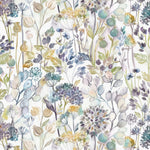 Voyage Maison Country Hedgerow Printed Cotton Fabric in Sky/Cream