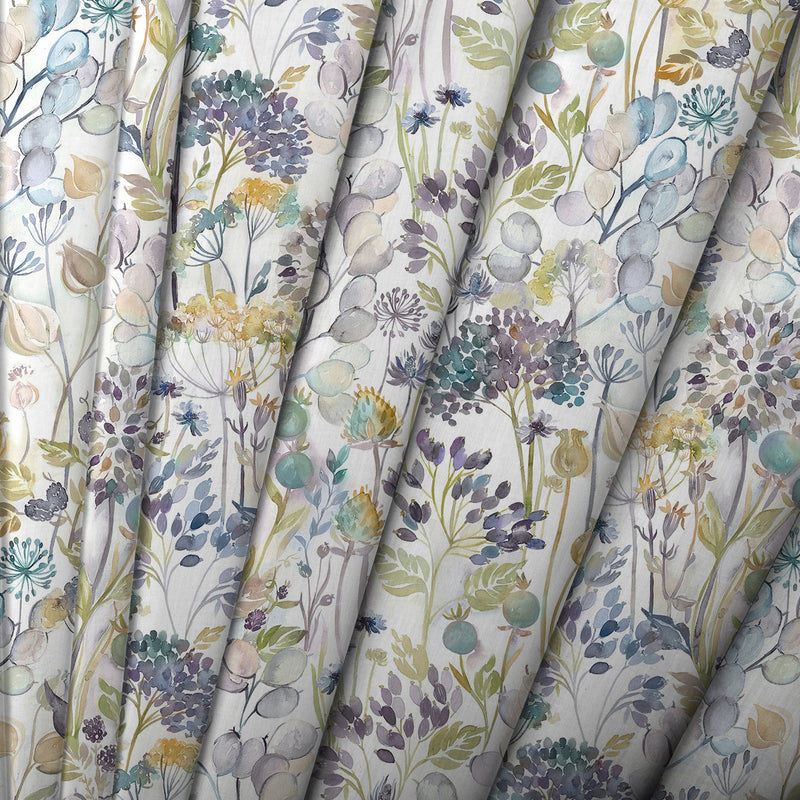 Floral Blue Fabric - Country Hedgerow Printed Cotton Fabric Sky Cream Voyage Maison