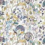 Floral Purple Fabric - Country Hedgerow Printed Cotton Fabric Violet Cream Voyage Maison