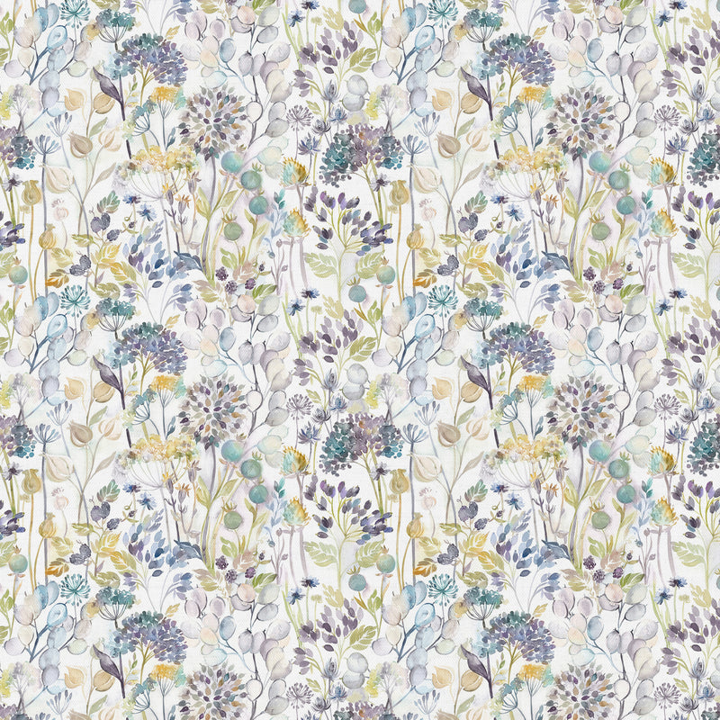 Floral Purple Fabric - Country Hedgerow Printed Cotton Fabric Violet Cream Voyage Maison