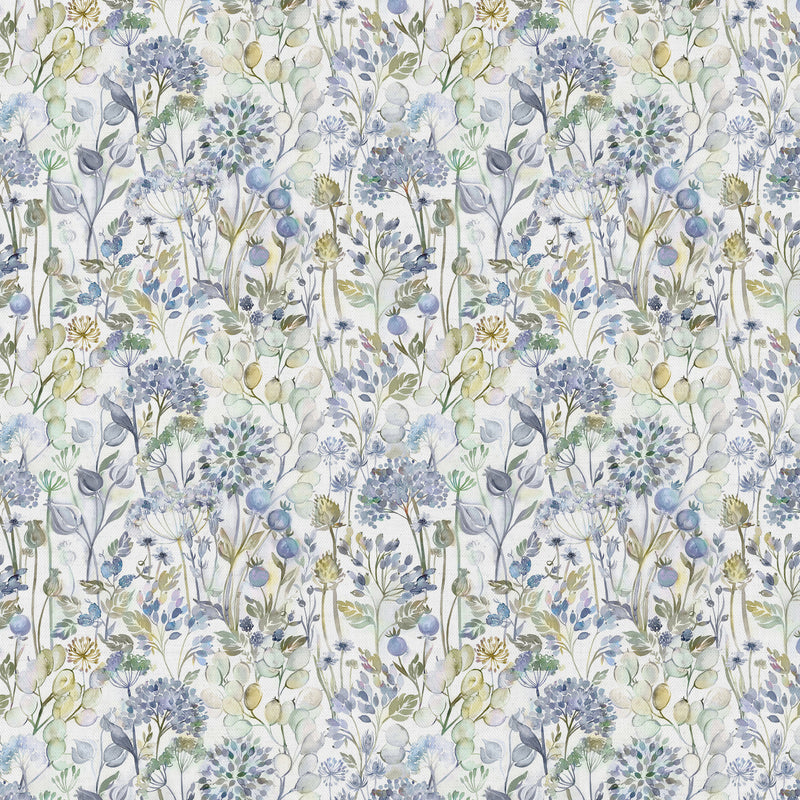 Floral Blue Fabric - Country Hedgerow Printed Cotton Fabric Crocus Voyage Maison