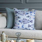 Animal Blue Cushions - Cove Printed Cushion Cover Cobalt Voyage Maison