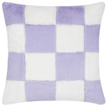 Check Purple Cushions - Cozee Check Faux Fur Cushion Cover Lilac Heya Home