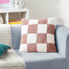 Check Pink Cushions - Cozee Check Faux Fur Cushion Cover Pink Heya Home