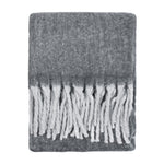 Plain Grey Throws - Cozy Woven Tasselled Throw Charcoal Furn