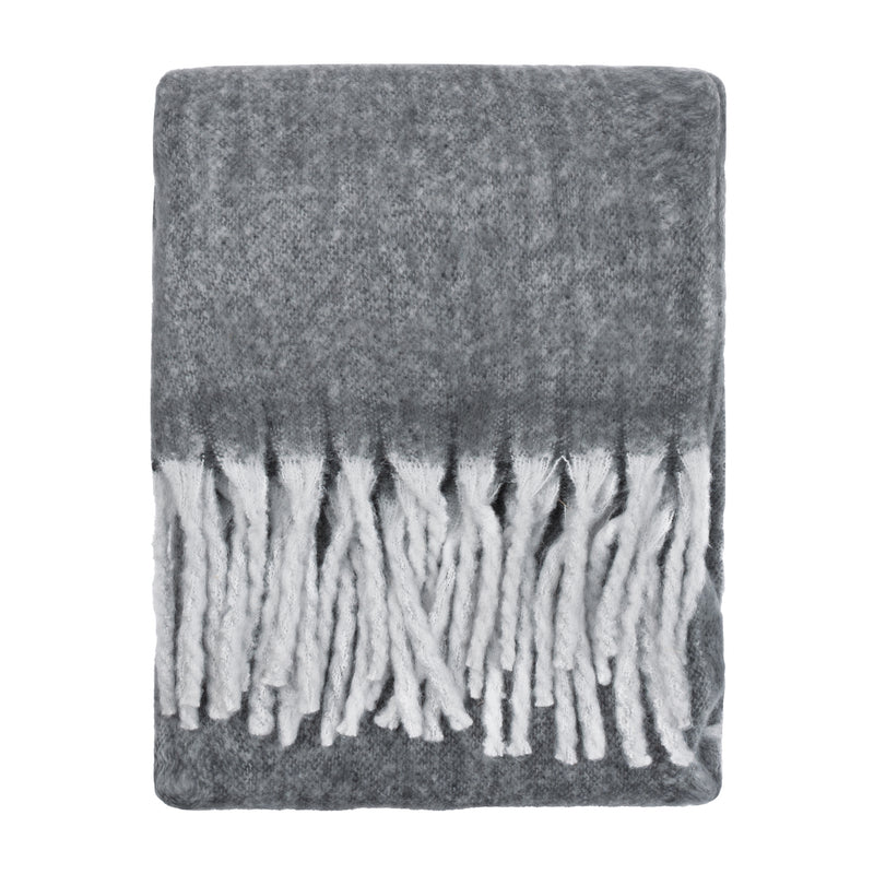 Plain Grey Throws - Cozy Woven Tasselled Throw Charcoal Furn