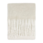 Plain Cream Throws - Cozy Woven Tasselled Throw Ecru Furn