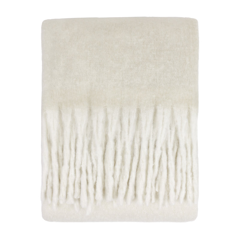 Plain Cream Throws - Cozy Woven Tasselled Throw Ecru Furn
