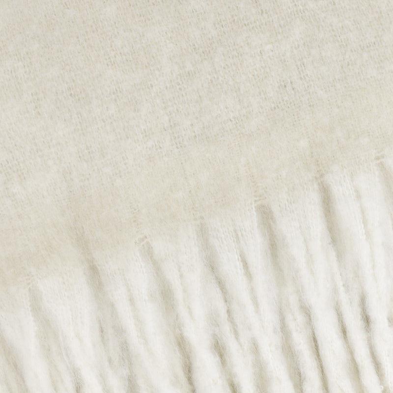 Plain Cream Throws - Cozy Woven Tasselled Throw Ecru Furn