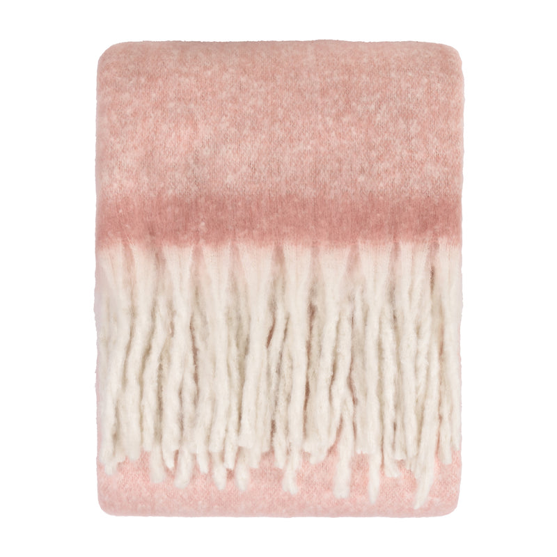 Plain Pink Throws - Cozy Woven Tasselled Throw Pink Furn