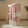 Plain Pink Throws - Cozy Woven Tasselled Throw Pink Furn