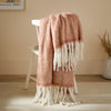 Plain Orange Throws - Cozy Woven Tasselled Throw Rust Furn