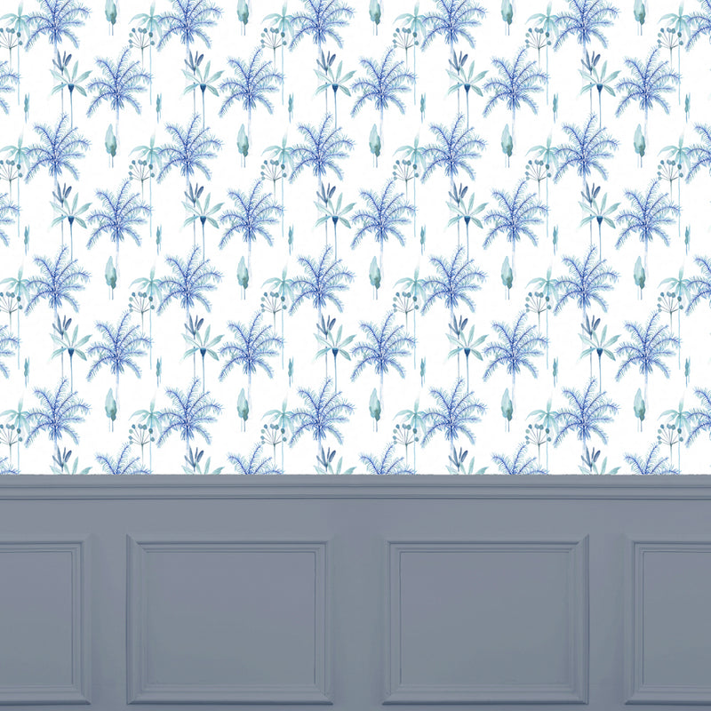 Global Blue Wallpaper - Cozzo  1.4m Wide Width Wallpaper (By The Metre) Cobalt Voyage Maison