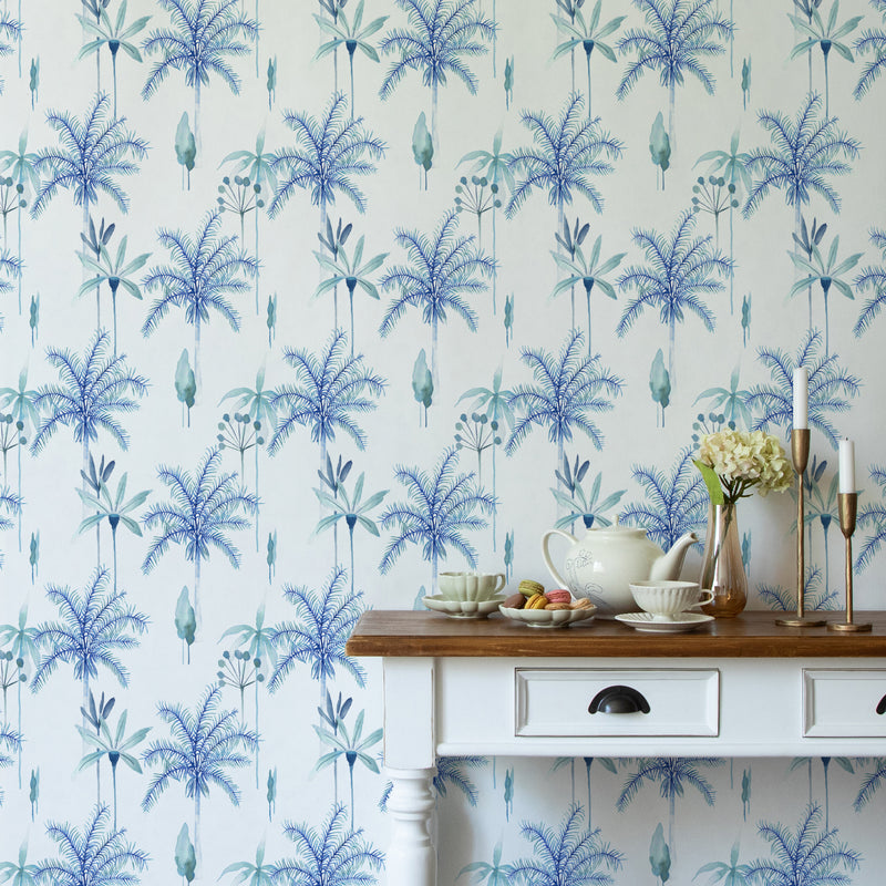 Global Blue Wallpaper - Cozzo  1.4m Wide Width Wallpaper (By The Metre) Cobalt Voyage Maison