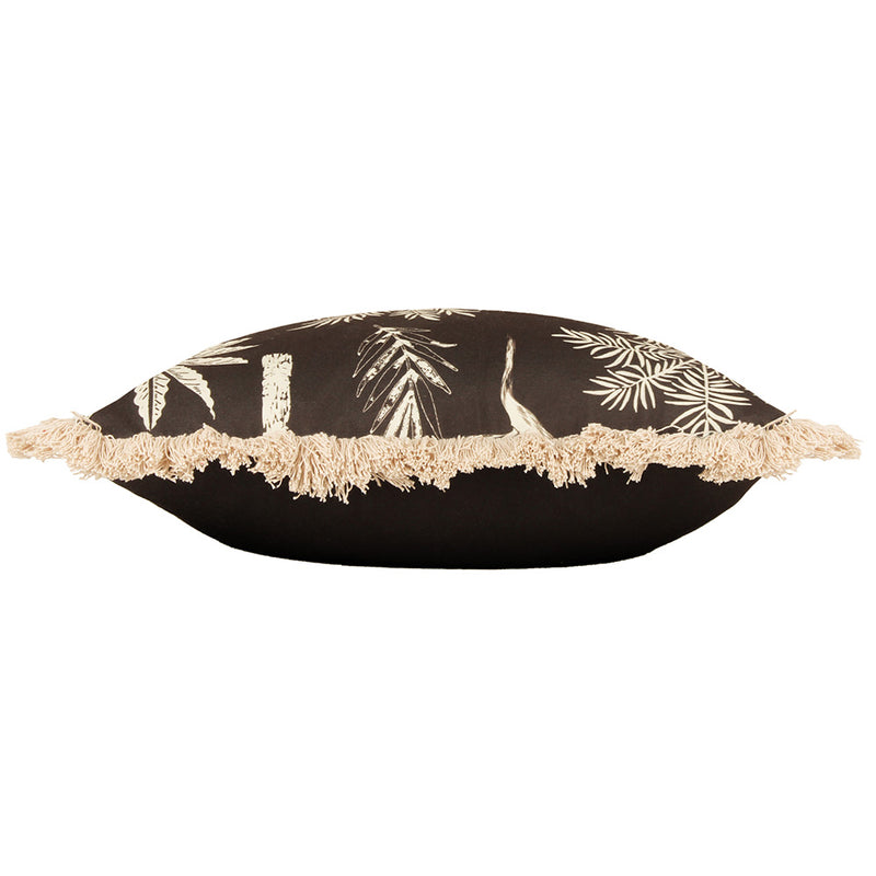 Paoletti Colonial Palm Fringed Cushion Cover in Espresso