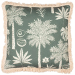 Paoletti Colonial Palm Fringed Cushion Cover in Forest