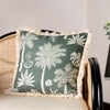 Paoletti Colonial Palm Fringed Cushion Cover in Forest