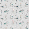 Voyage Maison Cranes Printed Fabric in Cobalt/Natural