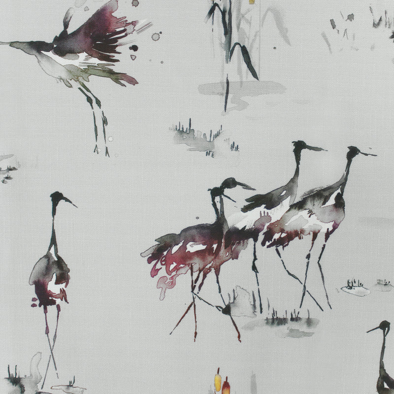 Cranes Printed Fabric Sample Swatch Tourmaline