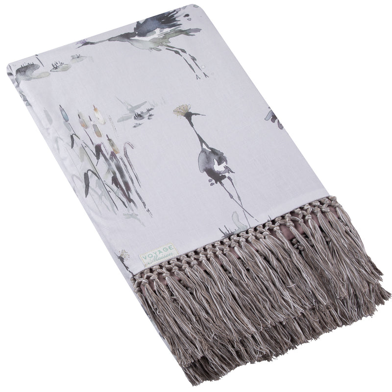 Voyage Maison Cranes Printed Throw in Ironstone