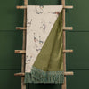 Voyage Maison Cranes Printed Throw in Peridot Linen