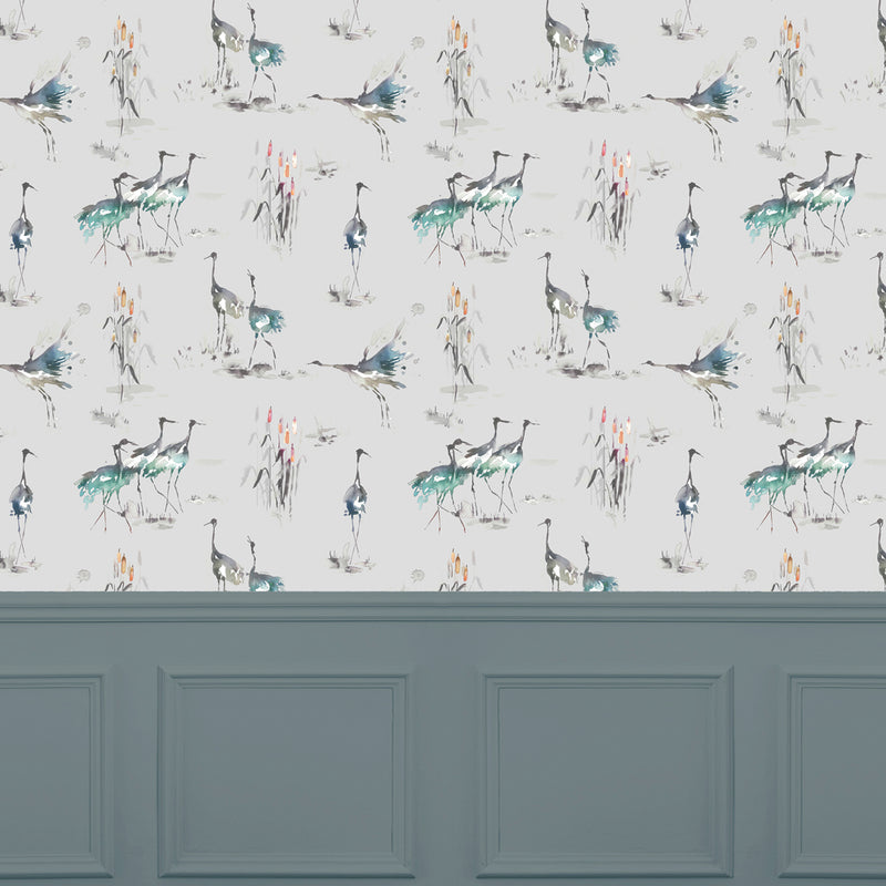 Voyage Maison Cranes 1.4m Wide Width Wallpaper in Cobalt