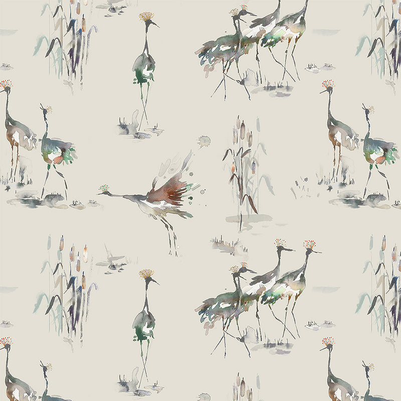 Cranes Wallpaper Sample Peridot