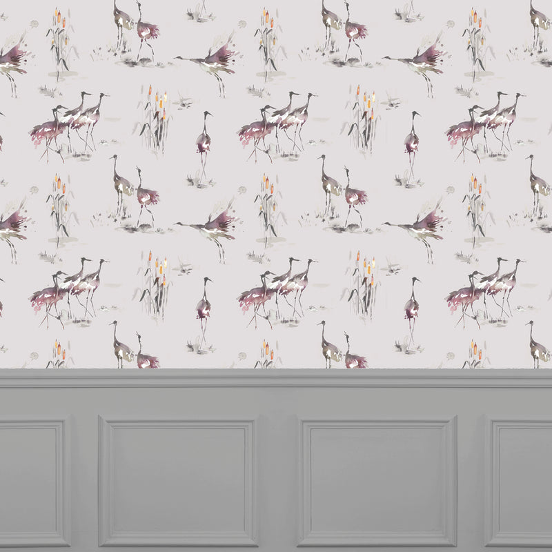 Voyage Maison Cranes 1.4m Wide Width Wallpaper in Tourmaline