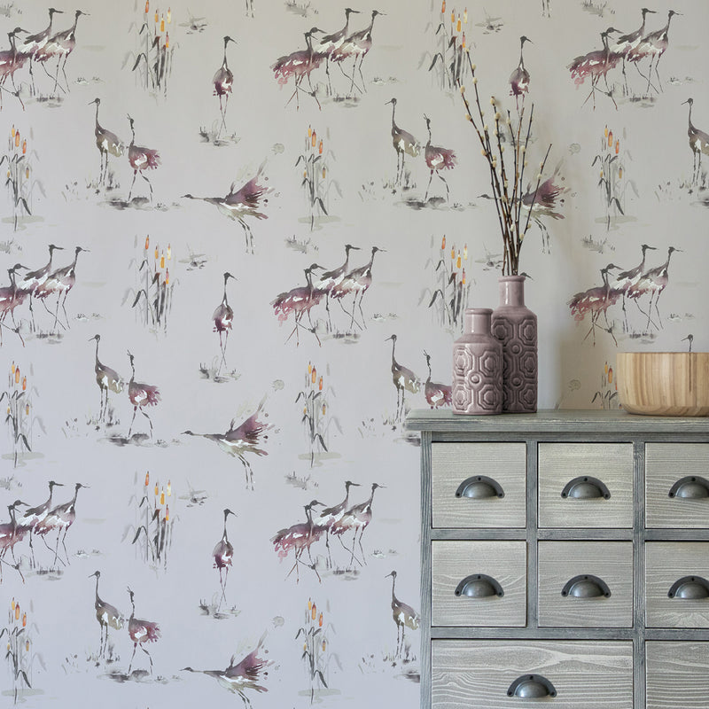 Voyage Maison Cranes 1.4m Wide Width Wallpaper in Tourmaline