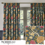 Floral Blue Curtains - Cray Floral Velvet Room Darkening Pencil Pleat Curtains Indigo/Berry Morris & Co