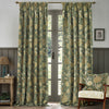 Floral Green Curtains - Cray Floral Chenille Pencil Pleat Curtains Sage/Sunflower Morris & Co